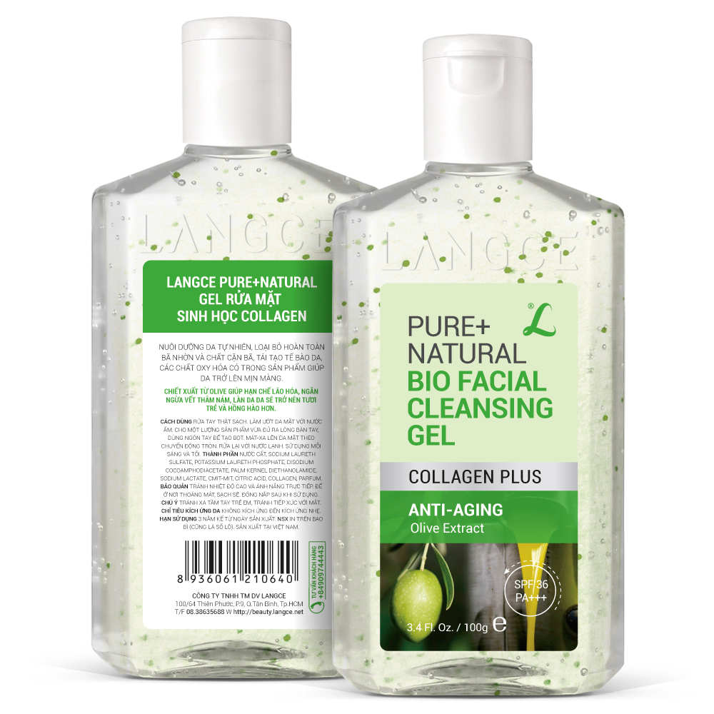 LANGCE - Gel rửa mặt sinh học giữ ẩm collagen chống lão hóa da