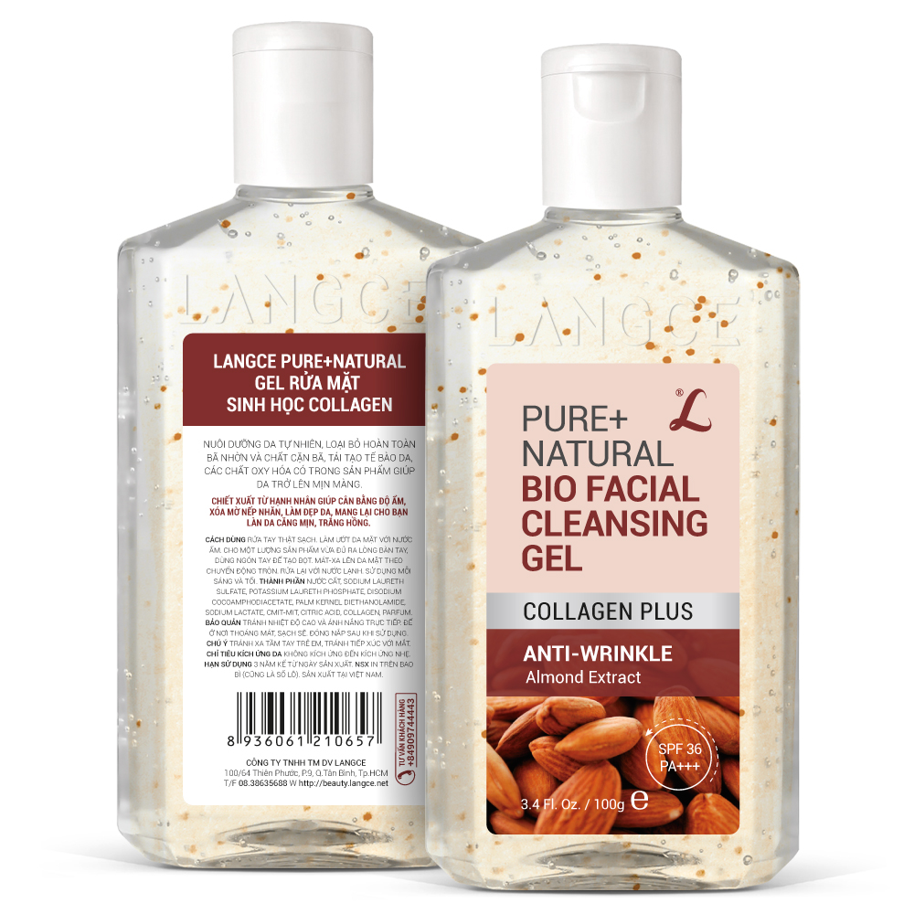 LANGCE - Gel rửa mặt sinh học giữ ẩm collagen chống nhăn da