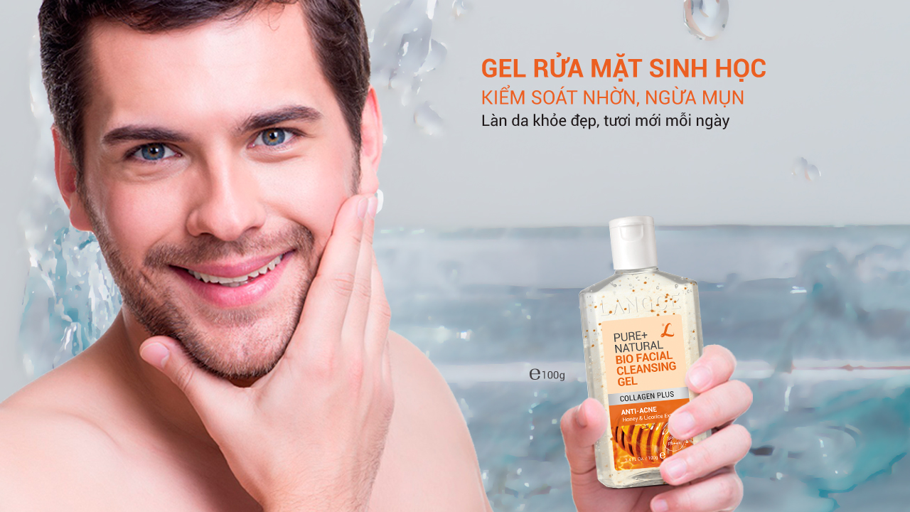 LANGCE - Gel rửa mặt sinh học giữ ẩm collagen chống viêm ngừa mụn