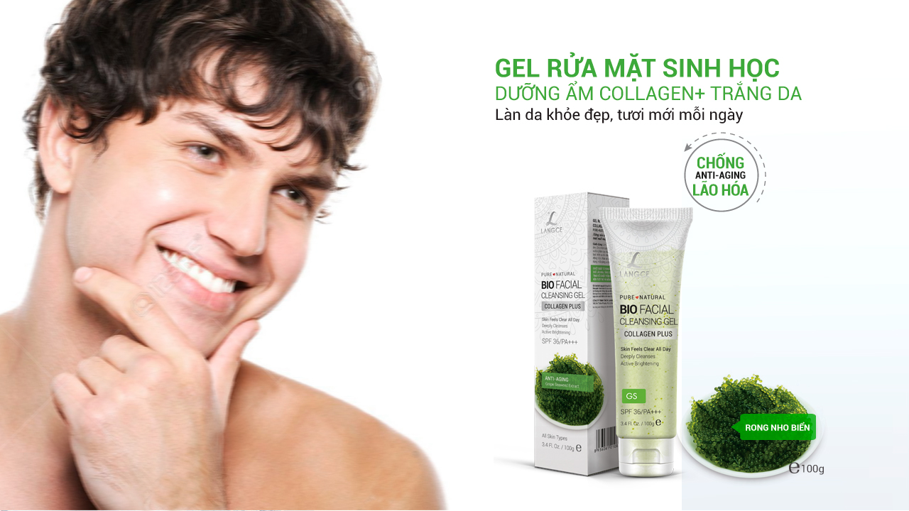 LANGCE - Gel rửa mặt sinh học đẹp da collagen - hồng sâm