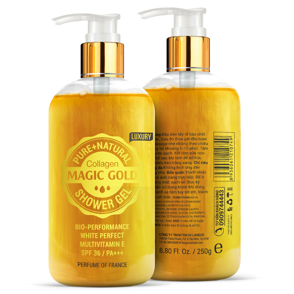 LANGCE - Gel tắm vàng collagen dưỡng da chống nắng