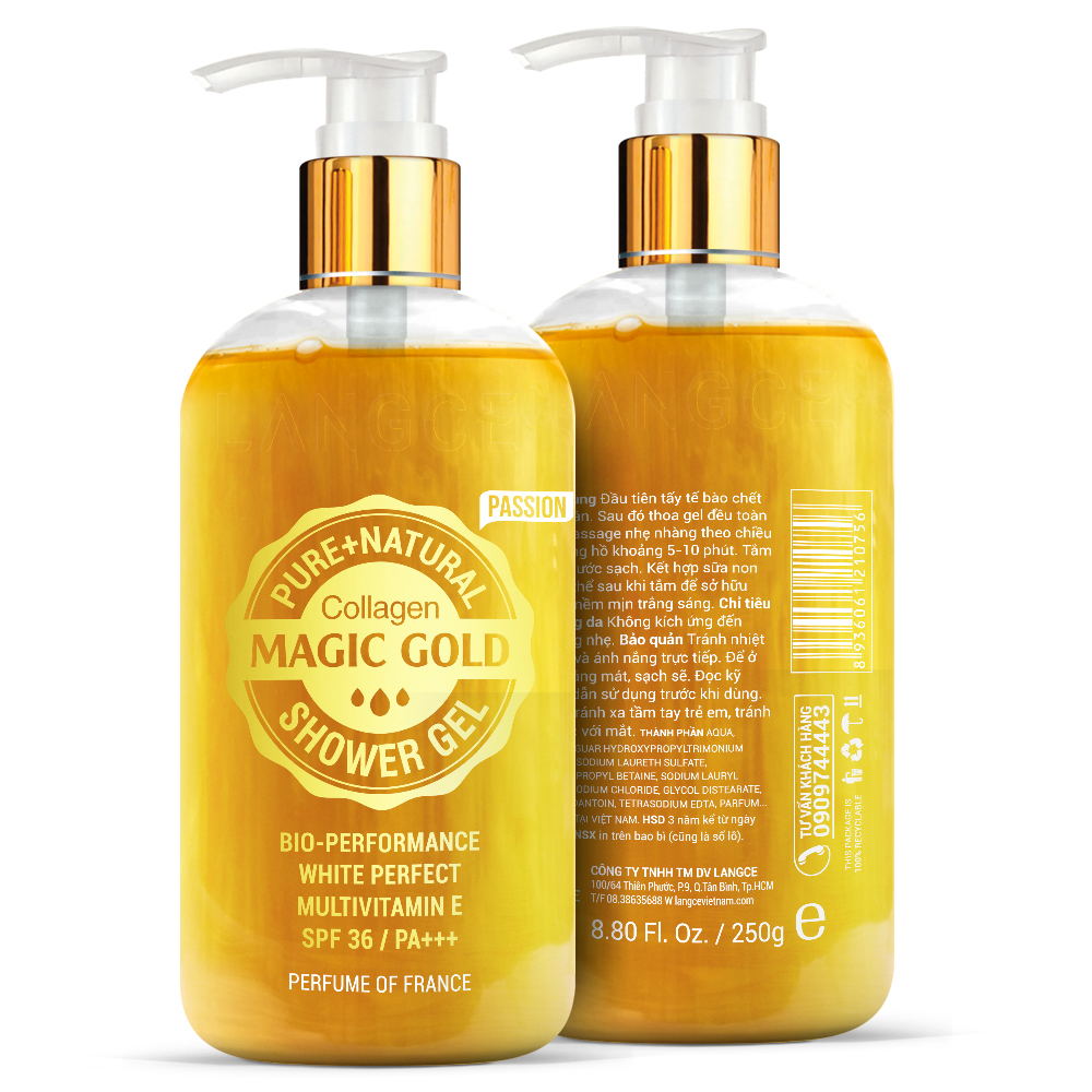 LANGCE - Gel tắm vàng collagen dưỡng da chống nắng