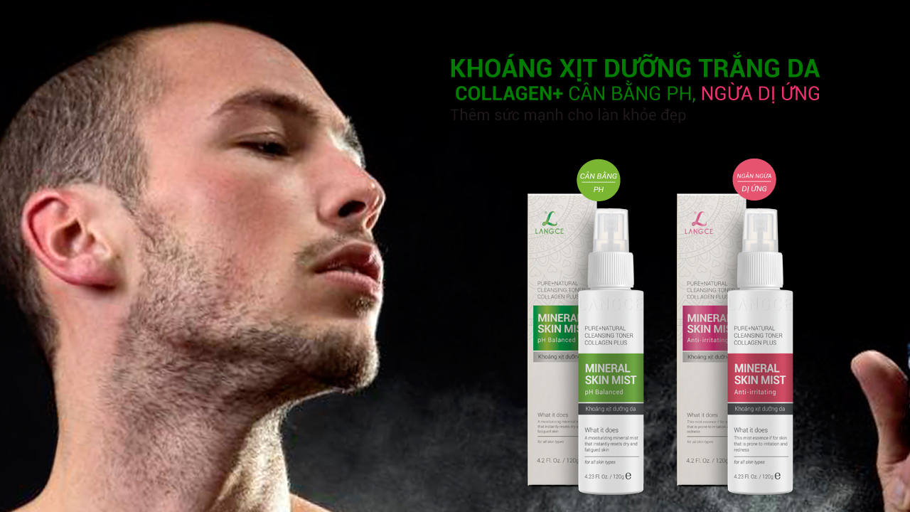 LANGCE KHOÁNG XỊT DƯỠNG TRẮNG DA COLLAGEN+ ĐẸP DA